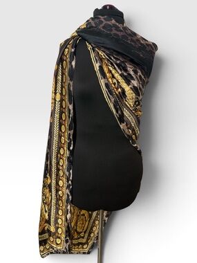 Luxury Black and Gold Patterned Women's Scarf